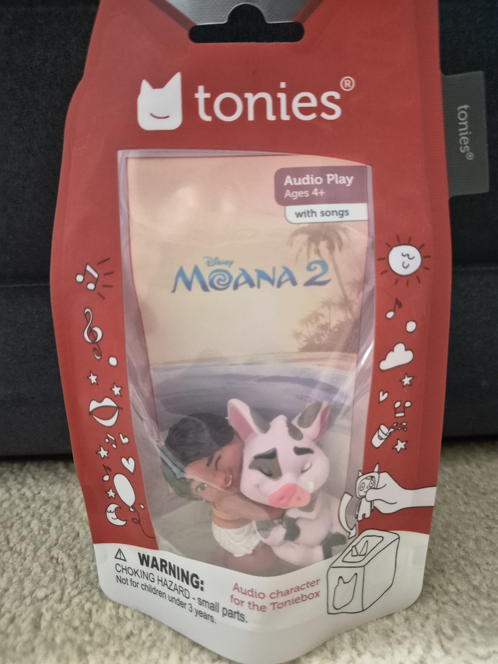 Tonies Moana 2 Audio Play Figure - Red Packaging with Pink and Black Character